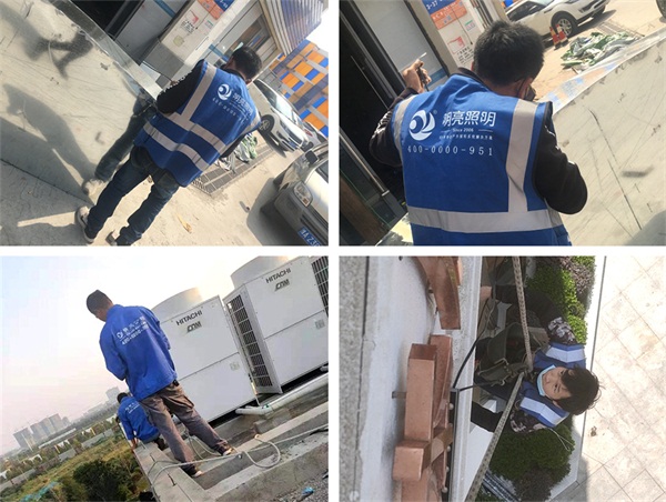 信陽(yáng)市市政外墻亮化工程施工現場(chǎng)